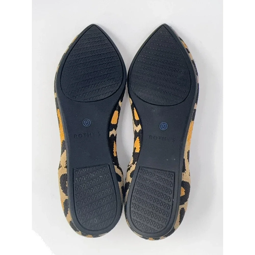 Rothy's The Point Flats Women's 8 The Big Cat Pointed‎ Leopard Print Ballet